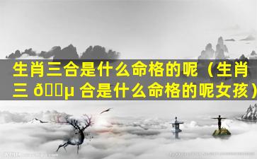 生肖三合是什么命格的呢（生肖三 🐵 合是什么命格的呢女孩）